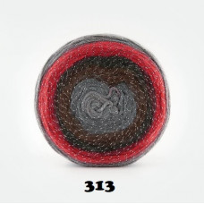 Farbe 313 - Papatya CAKE Silver- 150g (grau-braun-rot+Silberfaden)